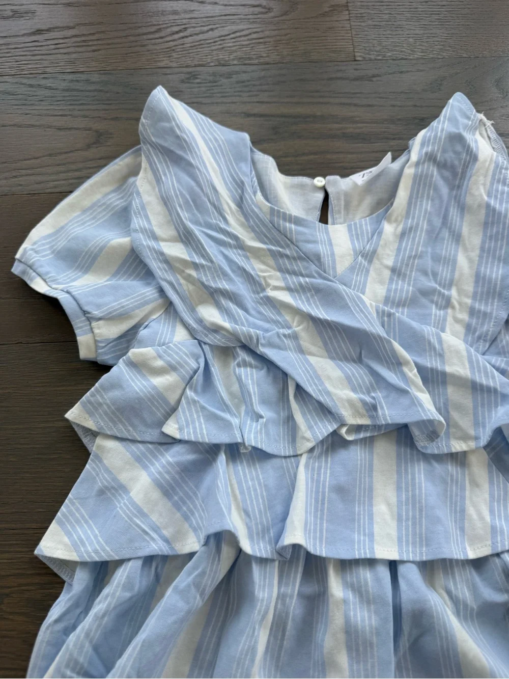 Zara Blue and White Striped Ruffle Dress